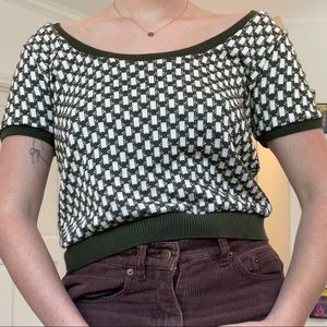 Zara Green Jacquard Sweater Top